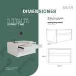 Mesa de Luz Flotante Blanco Desayunador Cajon Moderno