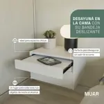 Mesa de Luz Flotante Blanco Desayunador Cajon Moderno