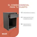 Mesa De Luz De Pie Moderna 1 Cajon Wengue Ml04 Pack X2