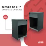 Mesa De Luz De Pie Moderna 1 Cajon Wengue Ml04 Pack X2