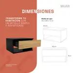 Mesa De Luz Flotante Con Cajon Mesita Colgante Oslo Acabado Brillante