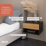 Mesa De Luz Flotante Con Cajon Mesita Colgante Oslo Acabado Brillante