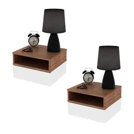 Set Mesa De Luz Flotante X2 Melamin...