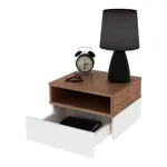 Mesa de Luz Flotante x2 Melamina Dubai Blanco/Marron