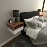 Mesa de Luz Flotante x2 Melamina Dubai Blanco/Marron