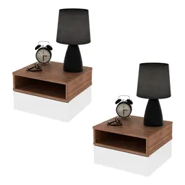 Mesa De Luz Flotante X2 Melamina Dubai Blanco/Marron