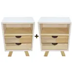 Mesa de luz x 2 Escandinava Nordico en Pino y Melamina