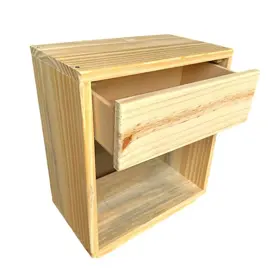 Mesa De Luz De 1 Cajón Moderna Promo Madera