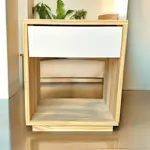 Mesa De Luz 1 Cajón Madera De Pino Y Melamina