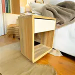 Mesa De Luz 1 Cajón Madera De Pino Y Melamina