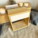 Mesa De Luz 1 Cajón Madera De Pino Y Melamina