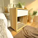 Mesa De Luz 1 Cajón Madera De Pino Y Melamina