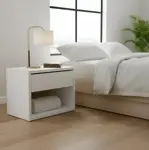 Mesa De Luz Flotante Con 1 Cajón -minimalista Moderna Blanco Brillante