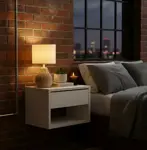 Mesa De Luz Flotante Con 1 Cajón -minimalista Moderna Blanco Brillante