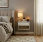 Mesa De Luz Flotante Con 1 Cajón -minimalista Moderna Blanco Brillante