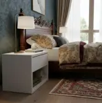 Mesa De Luz Flotante Con 1 Cajón -minimalista Moderna Blanco Brillante