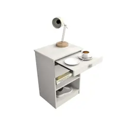 Mesa De Luz Con Desayunador  Blanco...