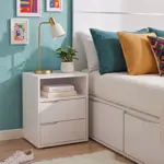 Mesa de Luz EMC con 2 Cajones Y Estante Blanco