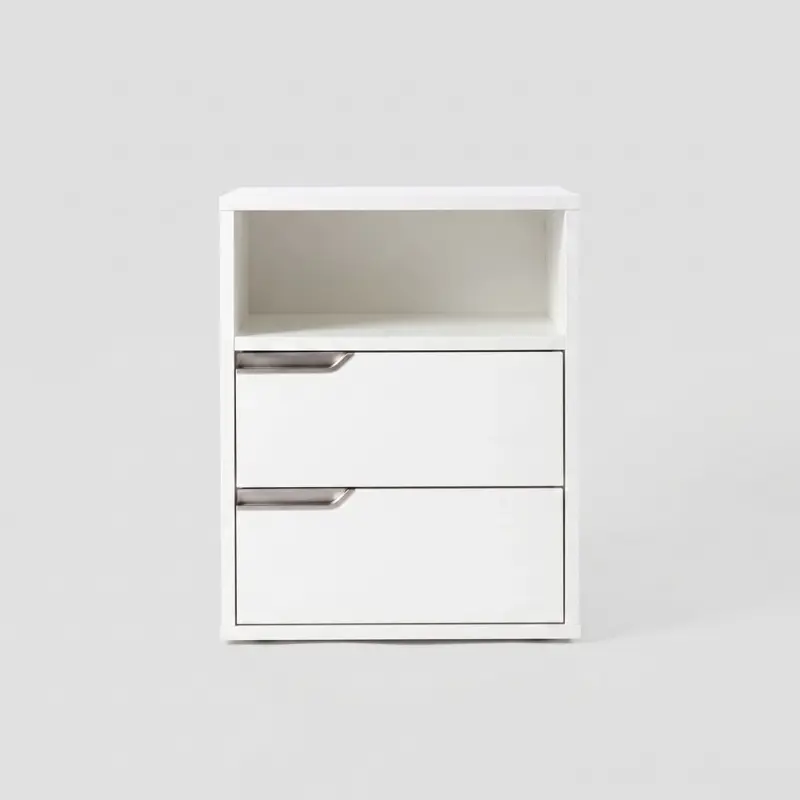 Mesa de Luz EMC con 2 Cajones Y Estante Blanco