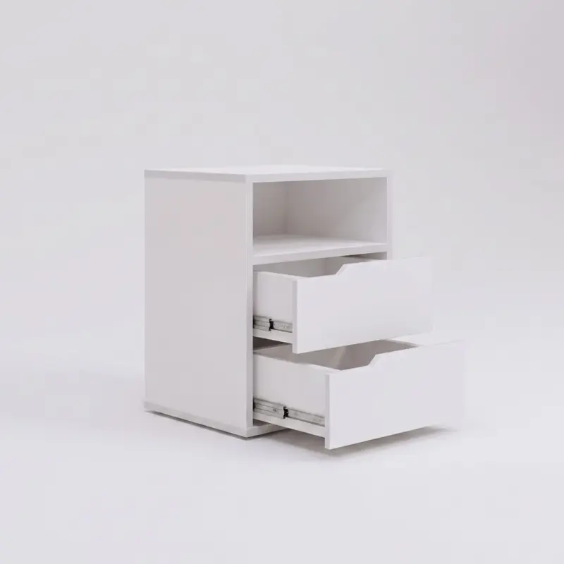Mesa de Luz EMC con 2 Cajones Y Estante Blanco