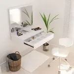 TOCADOR MAQUILLADOR CON ESPEJO Y CAJON FLOTANTE CON LUZ LED MELAMINA BLANCO