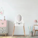 Tocador Escritorio Infantil Proline con Espejo Cajon Blanco HD6742-NS
