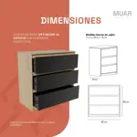 Comoda Cajonera 3 cajones 80x80cm Color Oslo