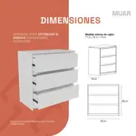 Comoda Cajonera 3 Cajones 80x80cm Color Blanco