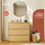 Comoda Cajonera 3 cajones 80x80cm Color Natural