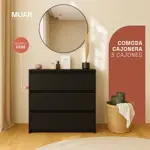 Comoda Cajonera De Melamina Con 3 Cajones Cc02 Negro