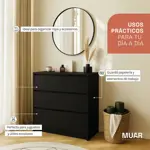 Comoda Cajonera De Melamina Con 3 Cajones Cc02 Negro