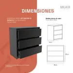 Comoda Cajonera De Melamina Con 3 Cajones Cc02 Negro