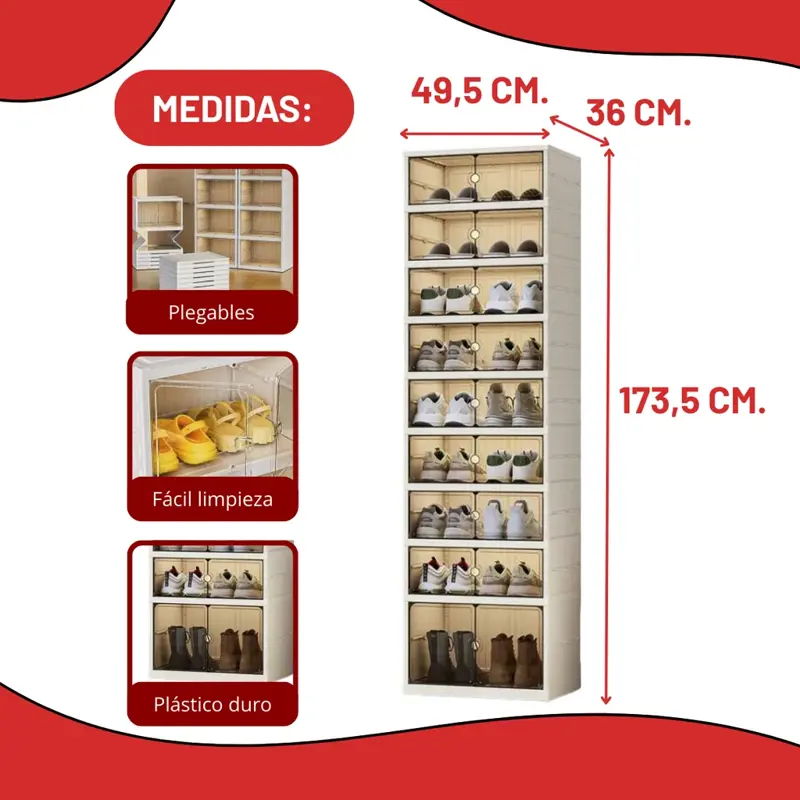 Organizador de Zapatos 6 y 9 Pisos GM6577/6578, Modular y Resistente 6