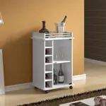 MESA DE ARRIME MOVIL CON BODEGA Y PUERTA DE VIDRIO MELAMINA BLANCO