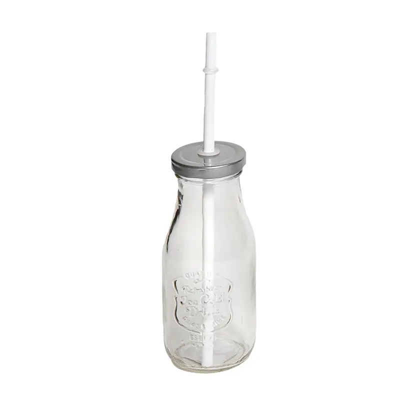 Botella Con Sorbete Y Tapa Color Plata Nc