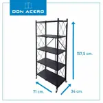 Estantería Plegable de 5 Niveles con Ruedas Color Negro