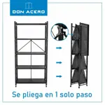 Estantería Plegable de 5 Niveles con Ruedas Color Negro