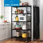 Estantería Plegable de 5 Niveles con Ruedas Color Negro
