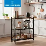 Estantería Plegable de 3 Niveles con Ruedas Color Negro