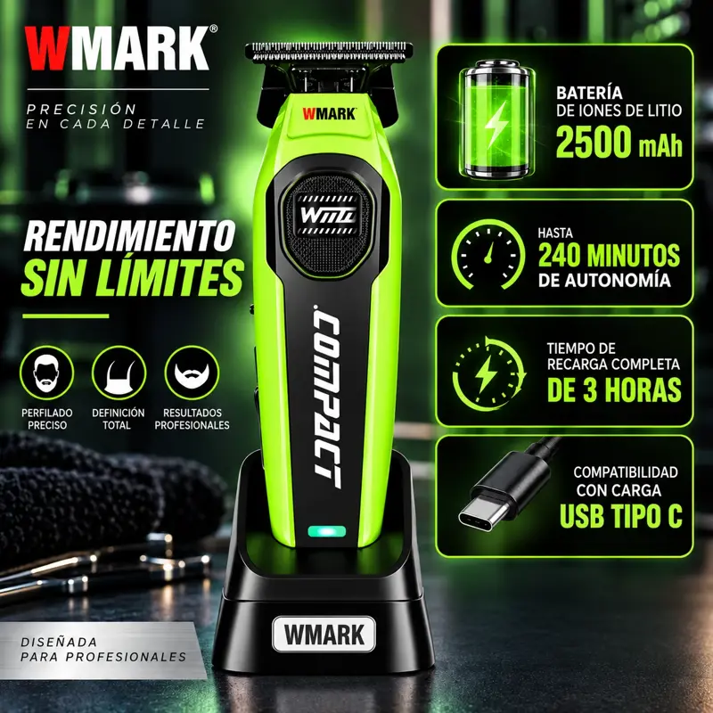 Trimmer Inalam C/Acces Wmark Ng vt4 2 Vel. 8000 Rpm Luz Led