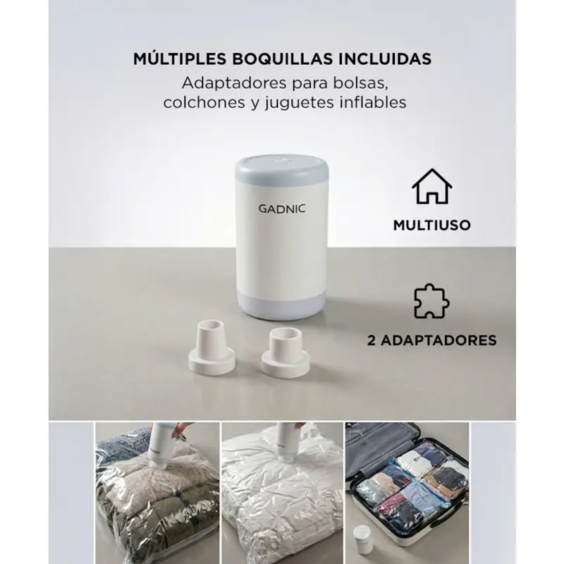 Bomba de Vacio Gadnic 20W Succion Electrica 3700 Pa Bolsas Inflables USB