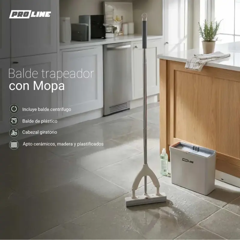 Balde Trapeador Proline con Mopa Centrifugador Gris MPLVP02 NS