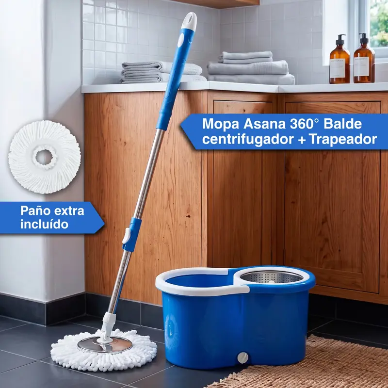 Mopa Vitta de Limpieza Centrifuga con Balde Color Azul