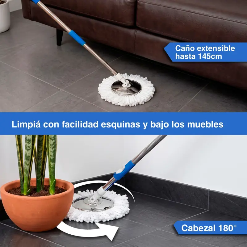 Mopa Vitta de Limpieza Centrifuga con Balde Color Azul