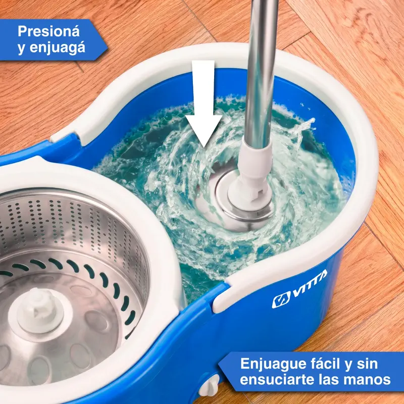 Mopa Vitta de Limpieza Centrifuga con Balde Color Azul