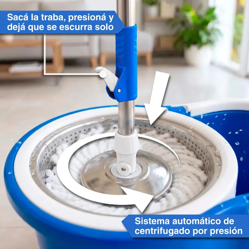 Mopa Vitta de Limpieza Centrifuga con Balde Color Azul