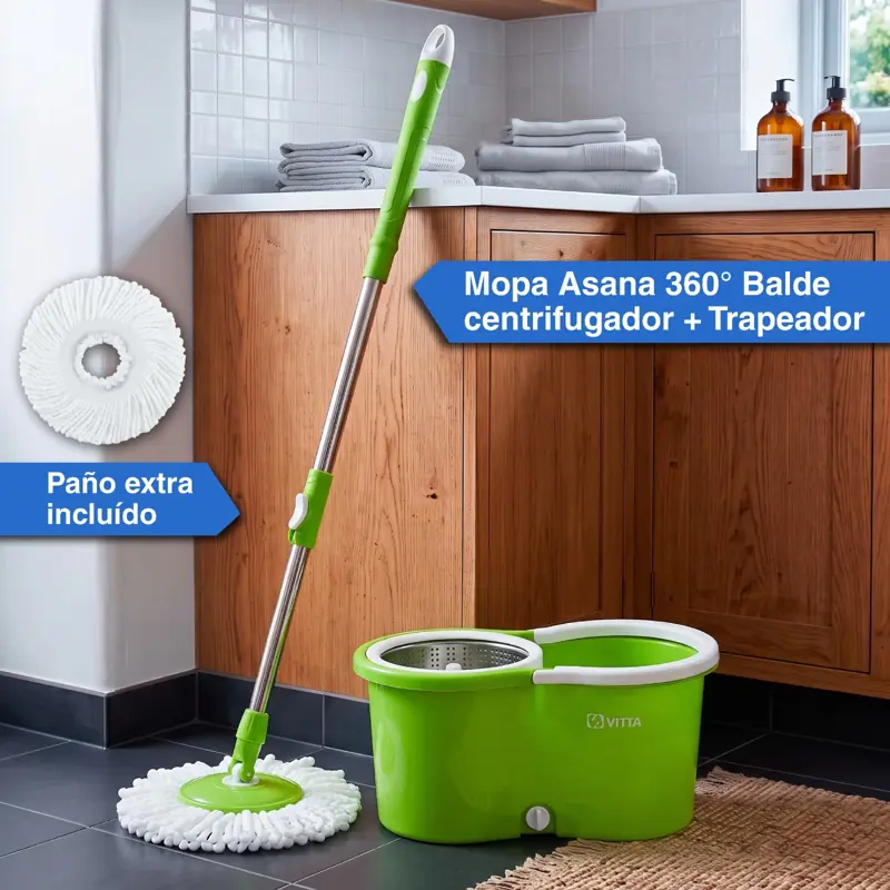 Mopa Vitta de Limpieza Centrifuga con Balde Color Verde