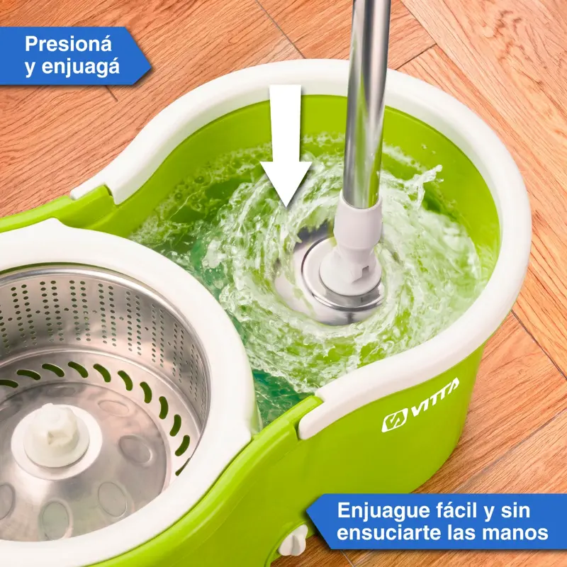 Mopa Vitta de Limpieza Centrifuga con Balde Color Verde