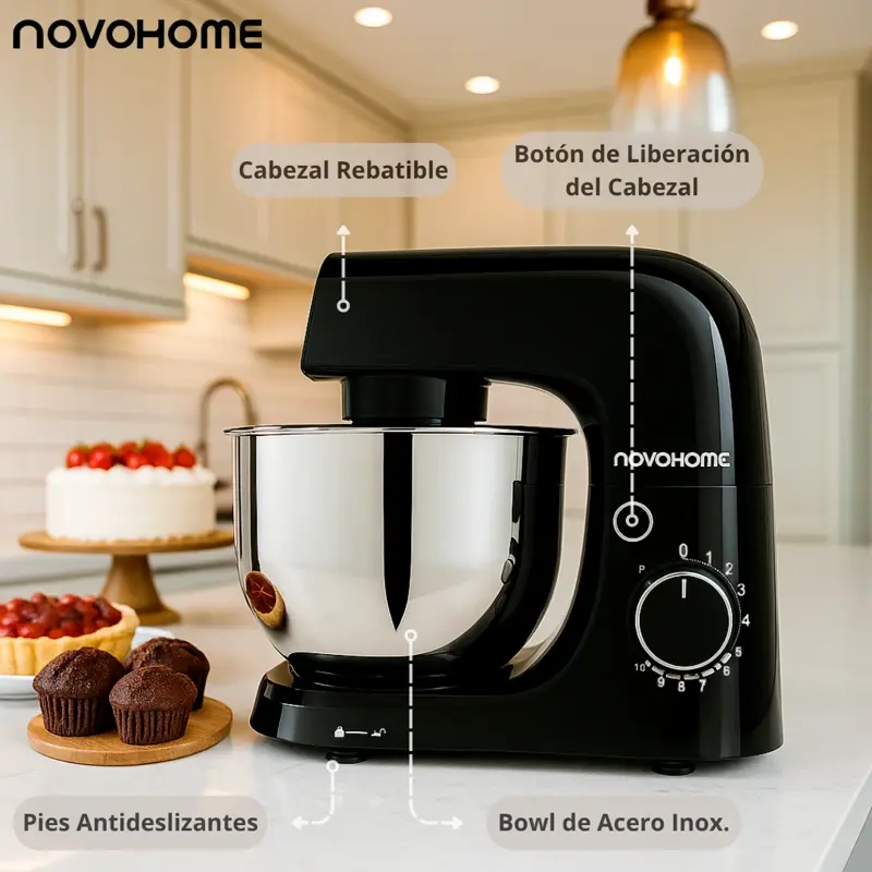 Batidora Planetaria 10 Vel Bowl De 5l 1500w Novohome NH SM50