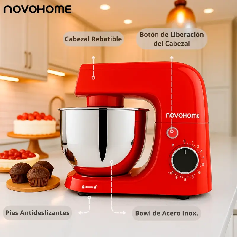 Batidora Planetaria 10 Vel Bowl De 5l 1500w Novohome NH SM50